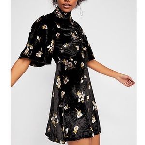Free People Velvet Bell Sleeve Floral Dress